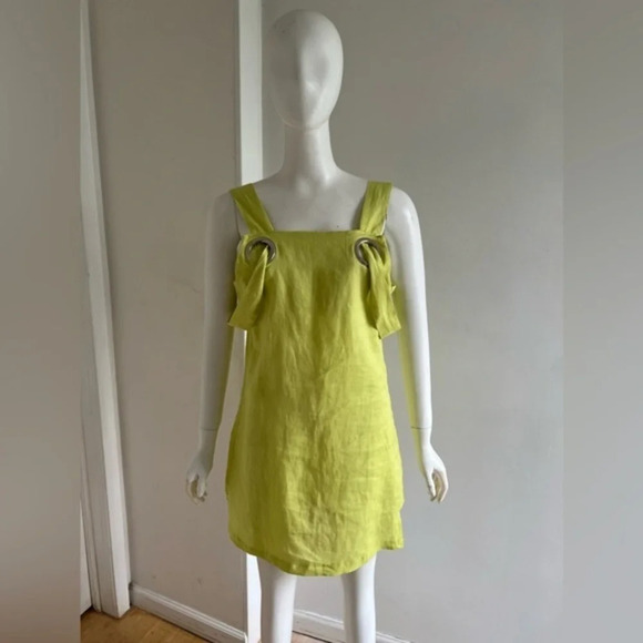 Free People x Style Mafia Neon Linen Shift Mini Dress Women's Size Small S - Picture 1 of 11